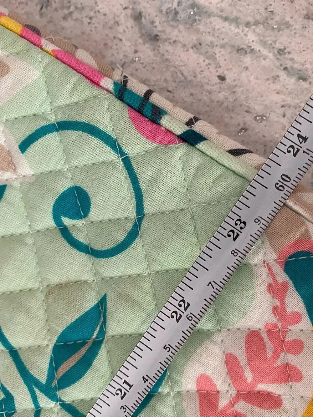 Vera Bradley Mint Floral Quilted makeup accessories with Pink & Teal Accents